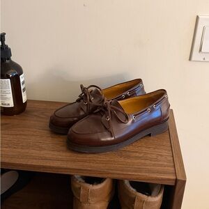 Sezane Dark Brown Leather Loafers